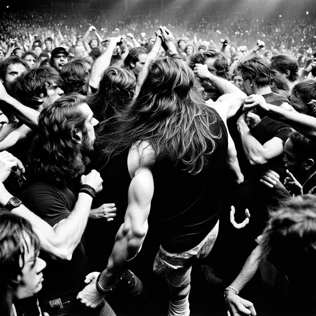 Energetic Mosh Pit Scene at Metallica Concert