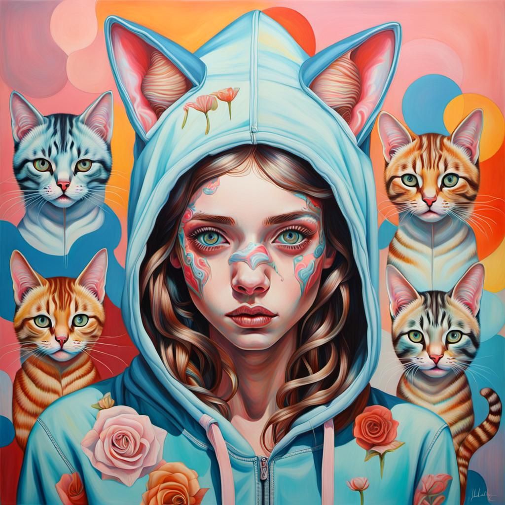 Dizzying Cat Onesie Optical Illusion Art