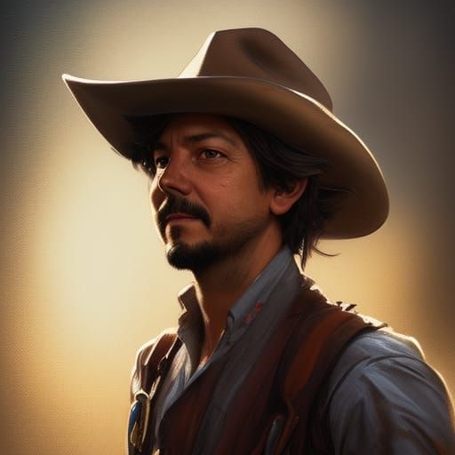 Cowboy Portrait in Hyperdetailed Digital Art Style