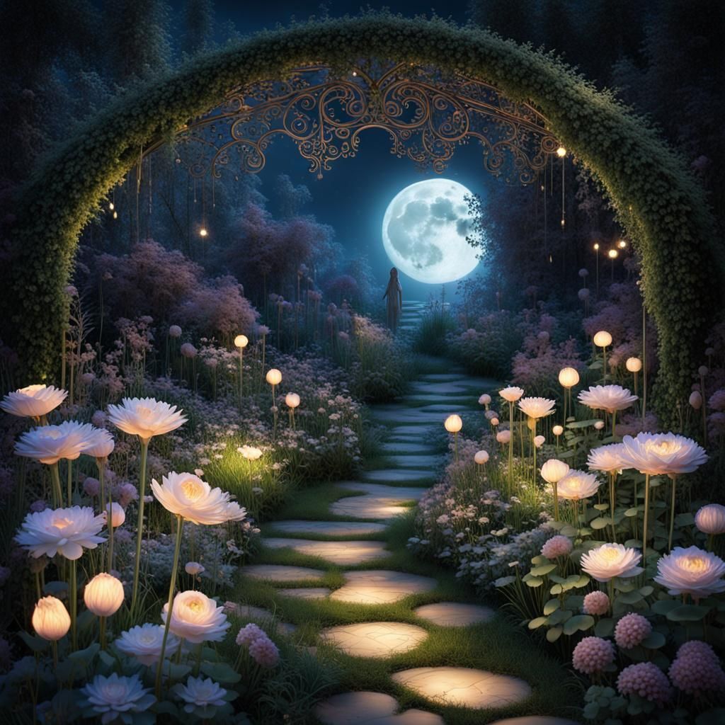 Enchanting Midnight Garden: A Portal to Fantasy