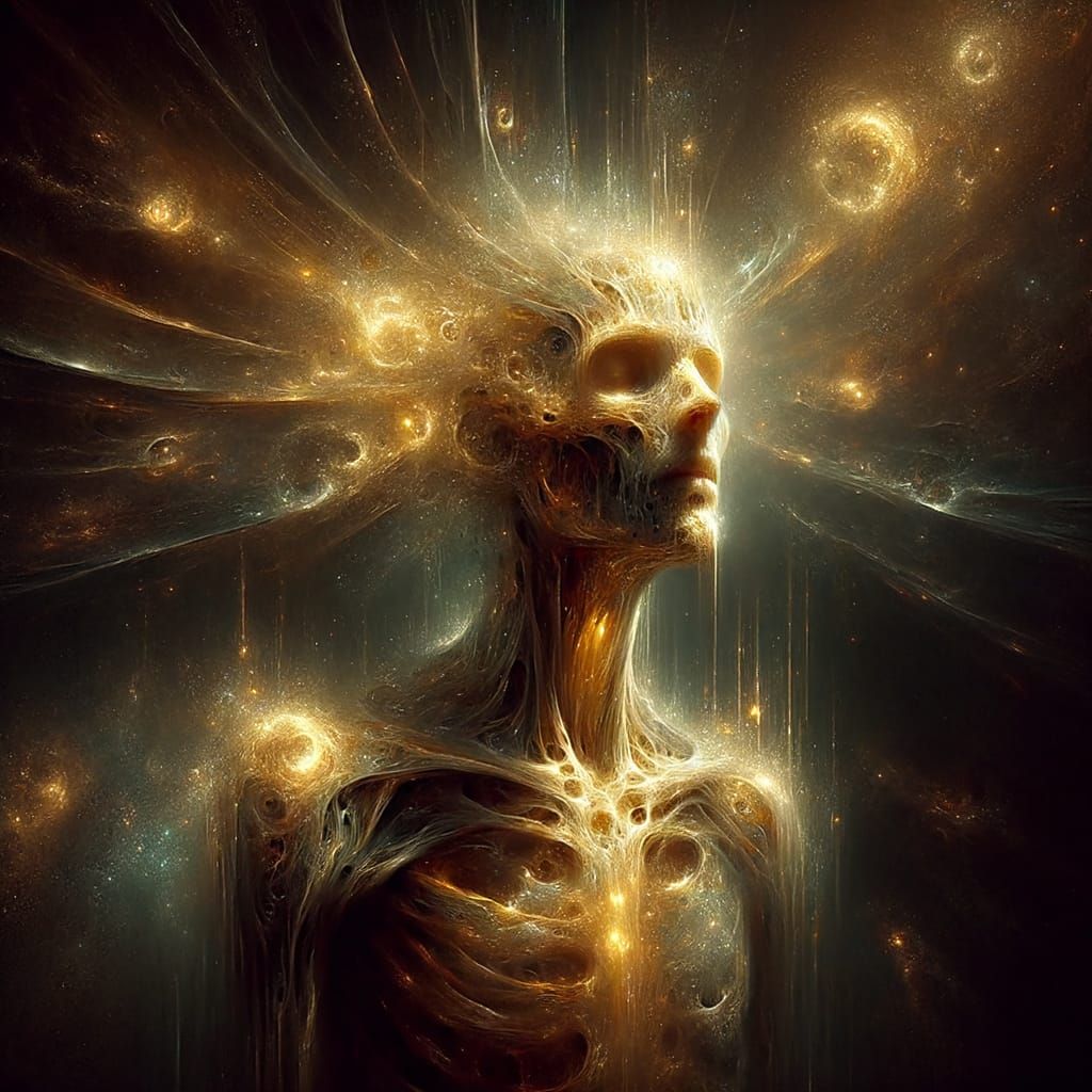 Cosmic Being's Dissolution in Painterly Surrealism