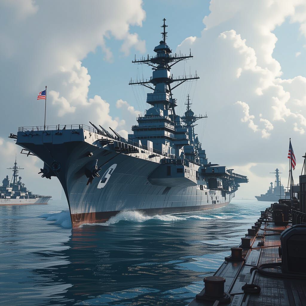 USS Yorktown In Detailed Fantasy Concept Art Style