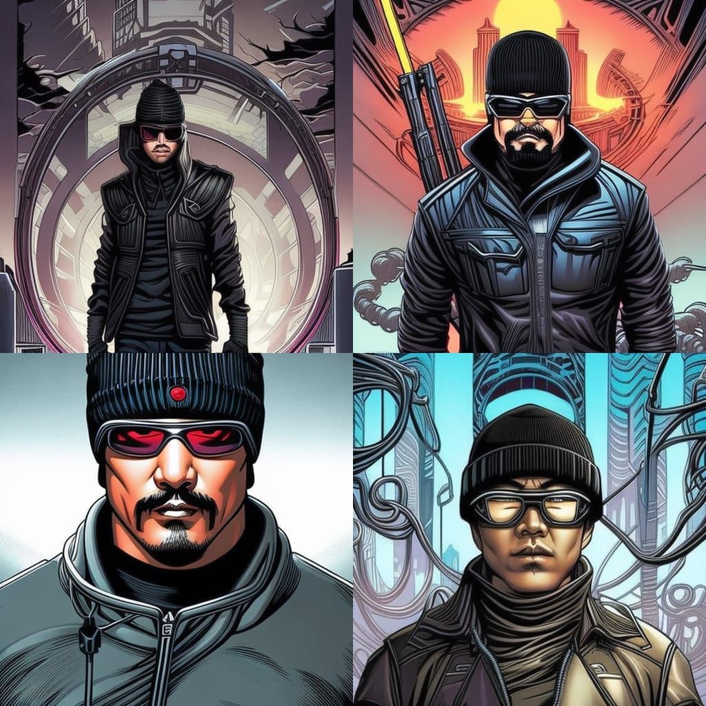 Apocalyptic Portrait of Futuristic Man in Comic Book Art