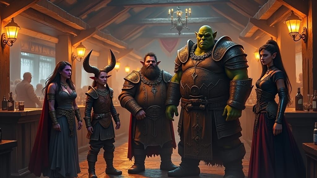 D&D Party in Tavern Illustration