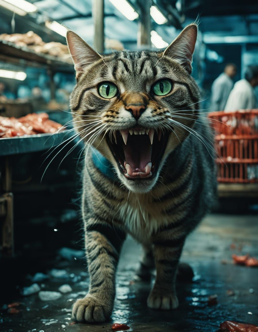 Cat Burglar: Fish Market Heist in Cinematic Style