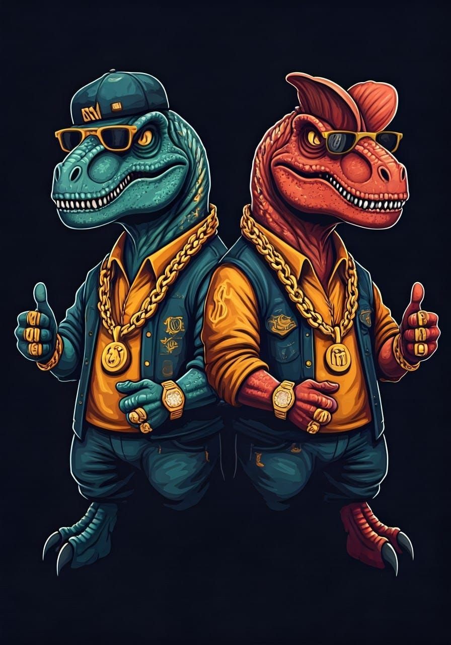 Gangster Raptors: Velociraptors and Dilophosaurs in Swag