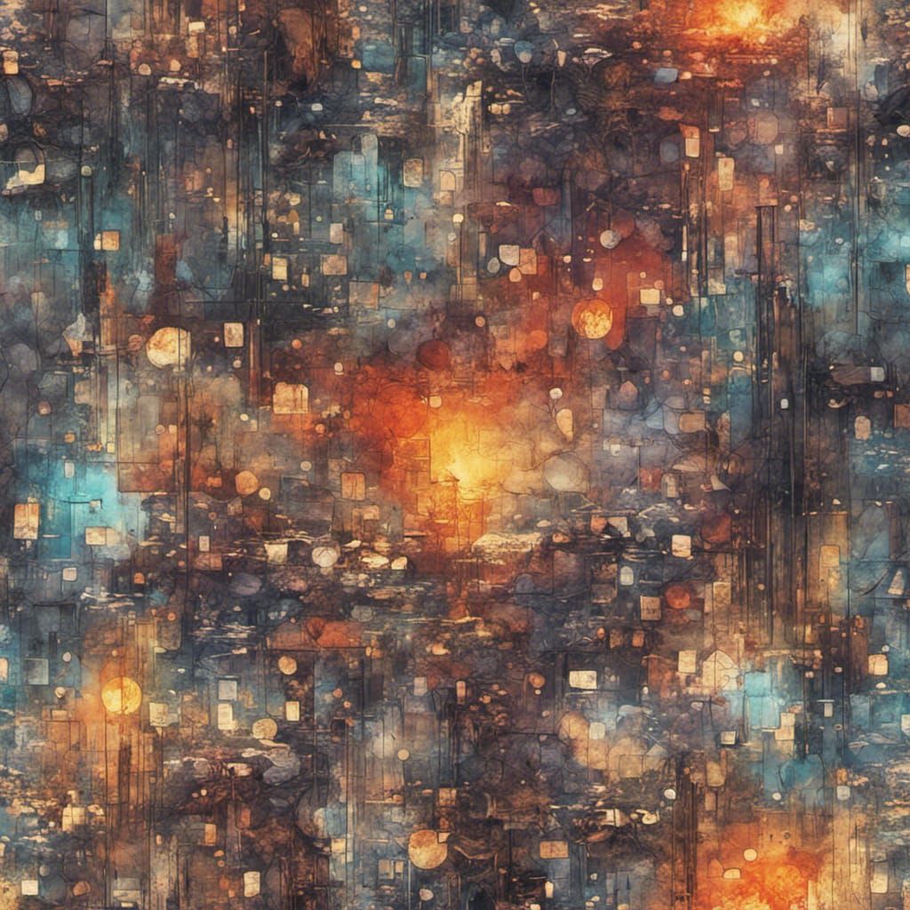 Stained Glass Reflections in Technopunk Style