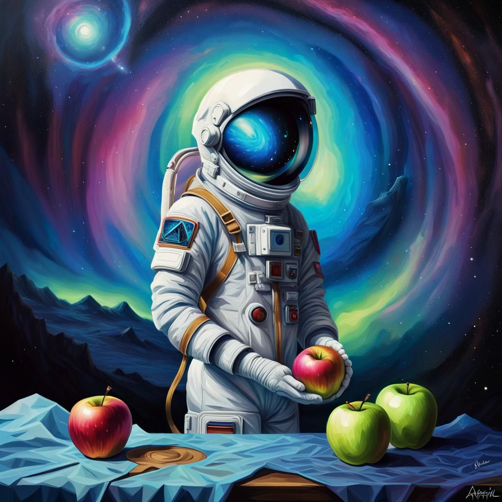 Surreal Abstract Astronaut in Atmospheric Airbrush Art