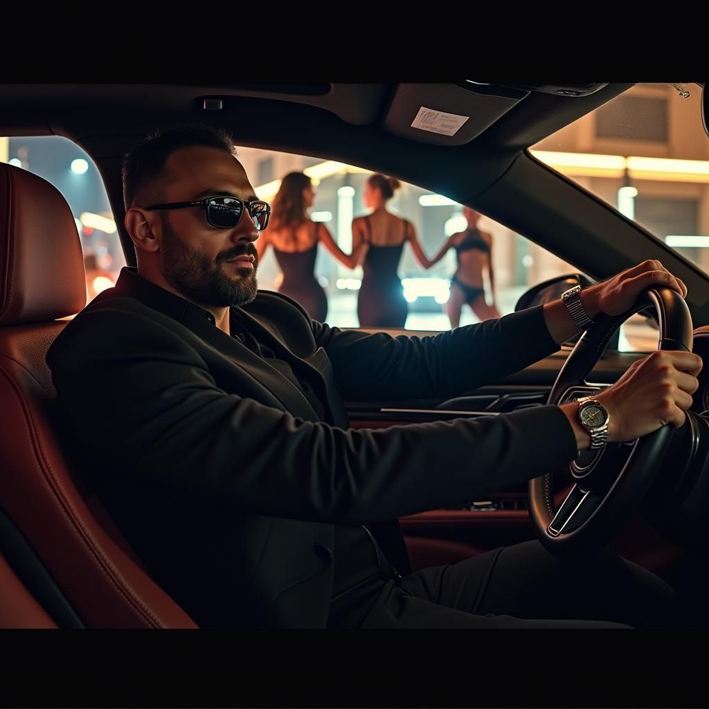 Night Drive in a Porsche: Hyperrealistic Cityscape