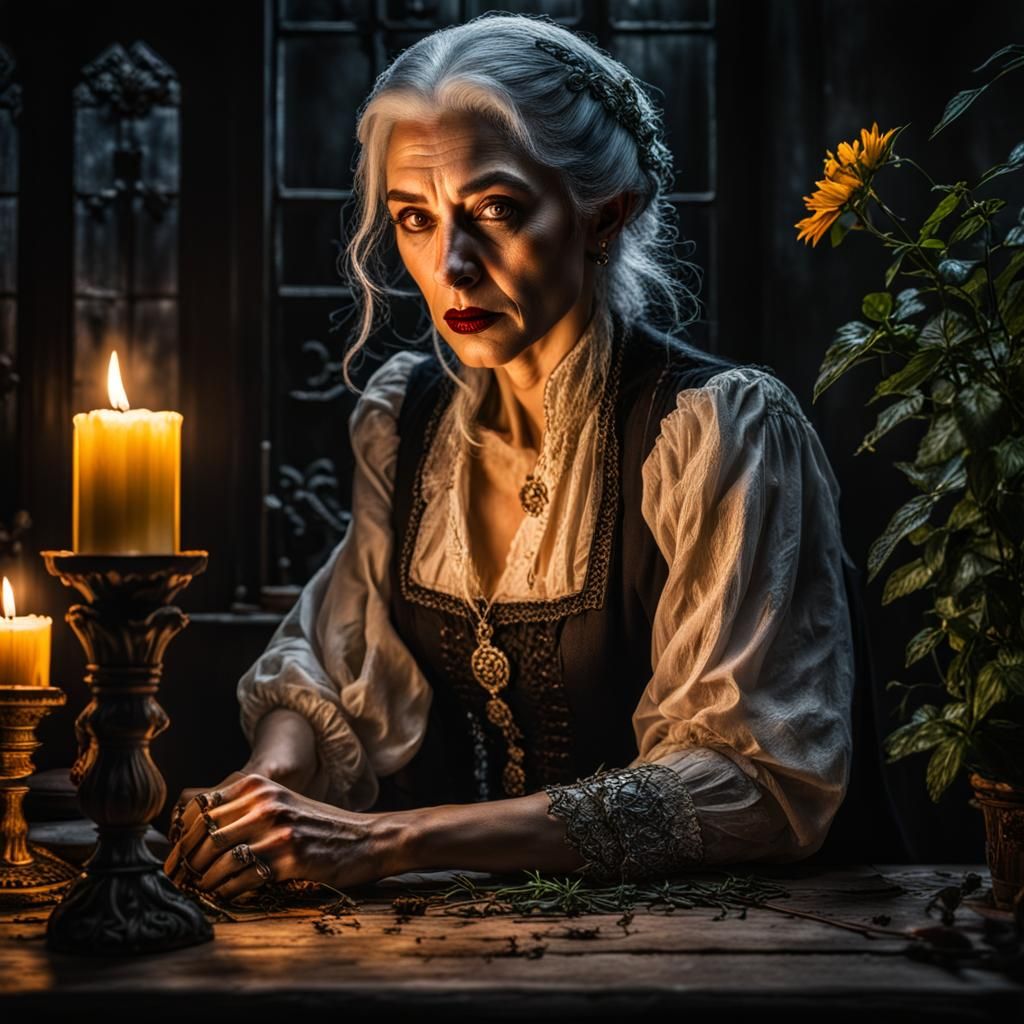 Hyperrealistic Vampire Carving Stake by Candlelight