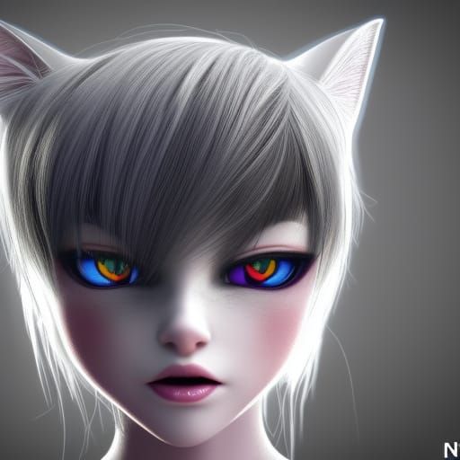 Vampire Cat-Girl in Anime-Art Style