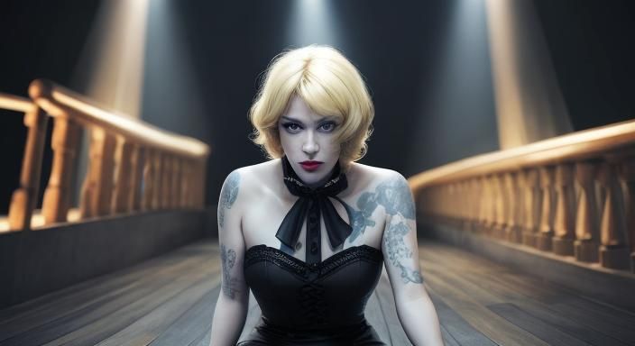 A blonde pinup girl lingers