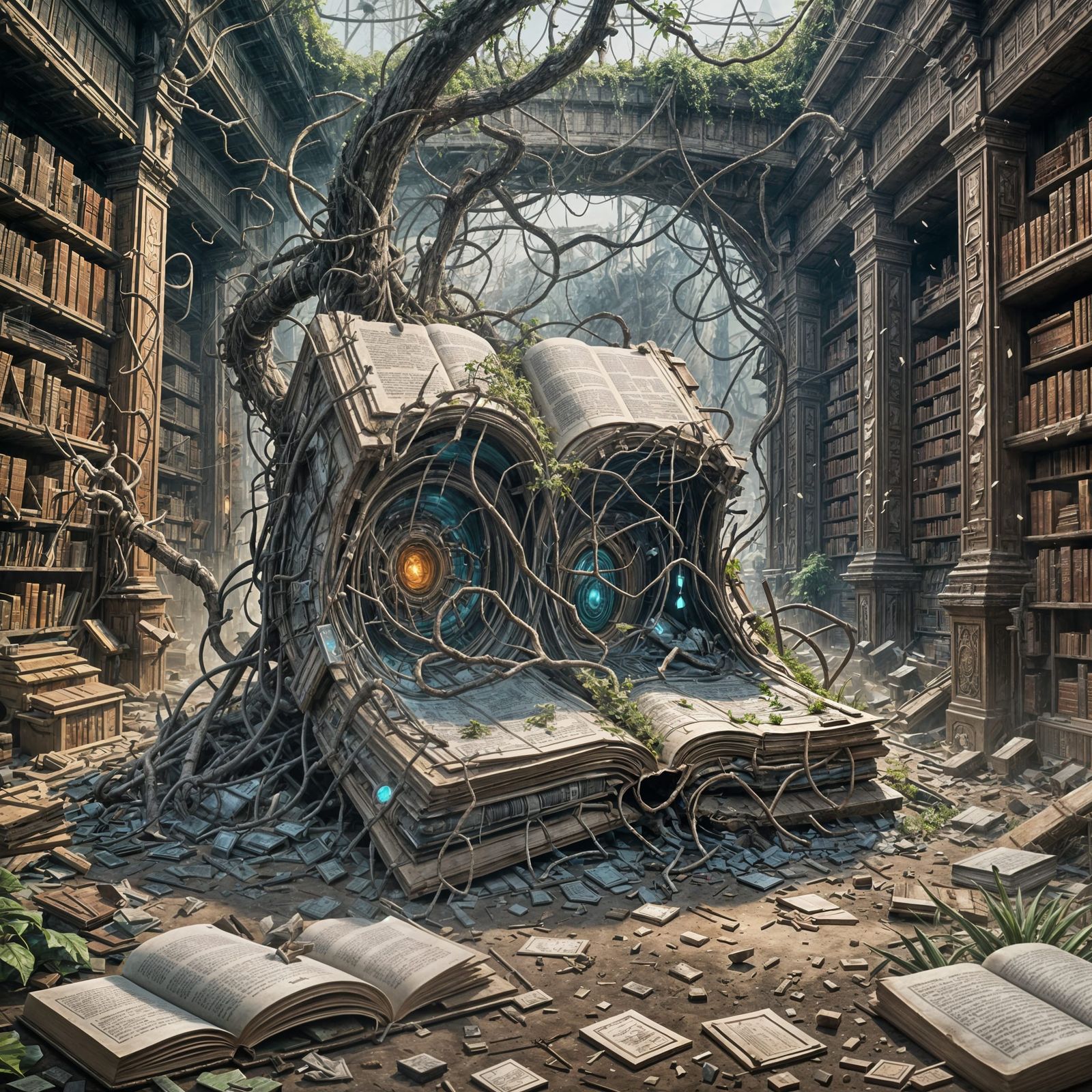 Dystopian World of Banned Books: Detailed Matte Painting