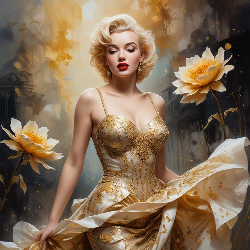 Marilyn Monroe in Royal Attire, Impressionist Oil Painting