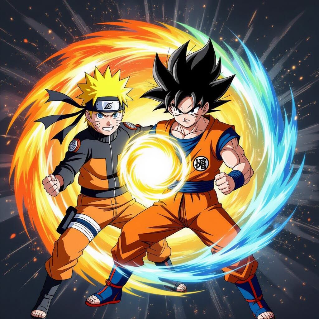 Naruto Goku Fusion in Dynamic Anime Style