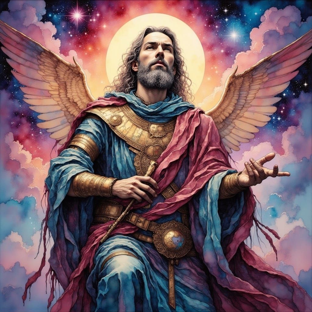 Ethereal Cosmic Poet Soars in Radiant Glory