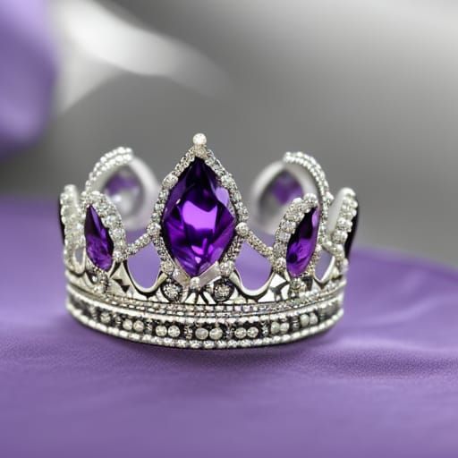 Majestic Silver and Amethyst Crown on Pillow