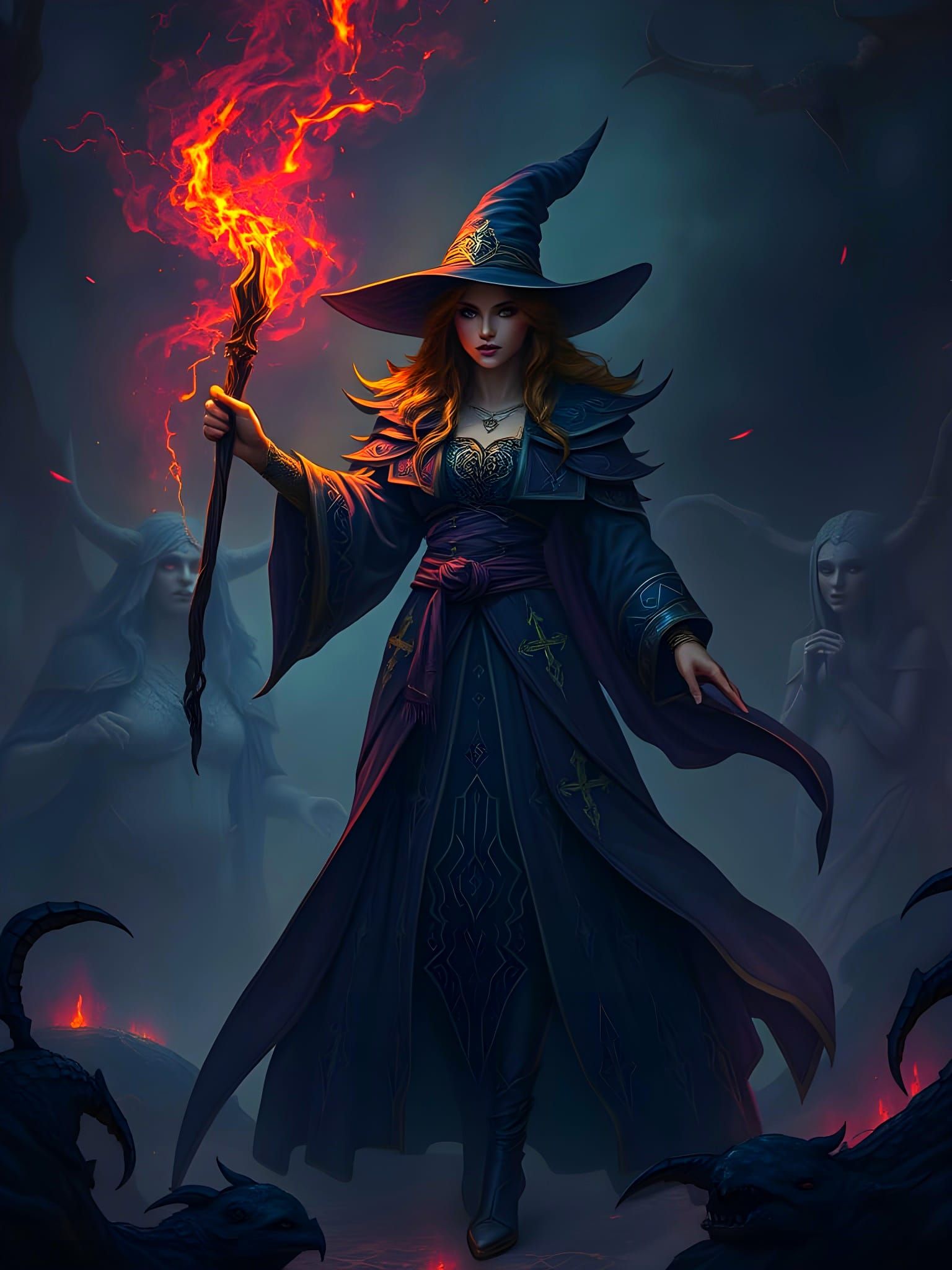 Dark Fantasy Witch Summoning Demons in 8K