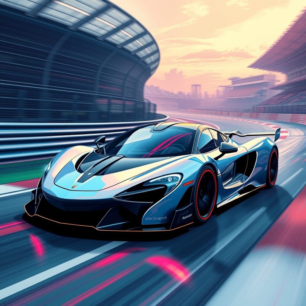 Sleek Futuristic McLaren Racing Car in High-Tech Style