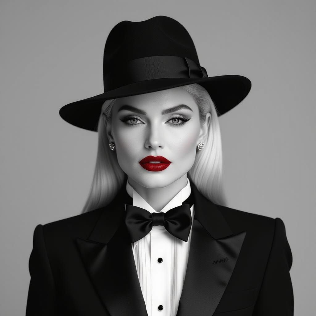 1990s Hollywood Glamour Portrait in High Contrast Black and ...