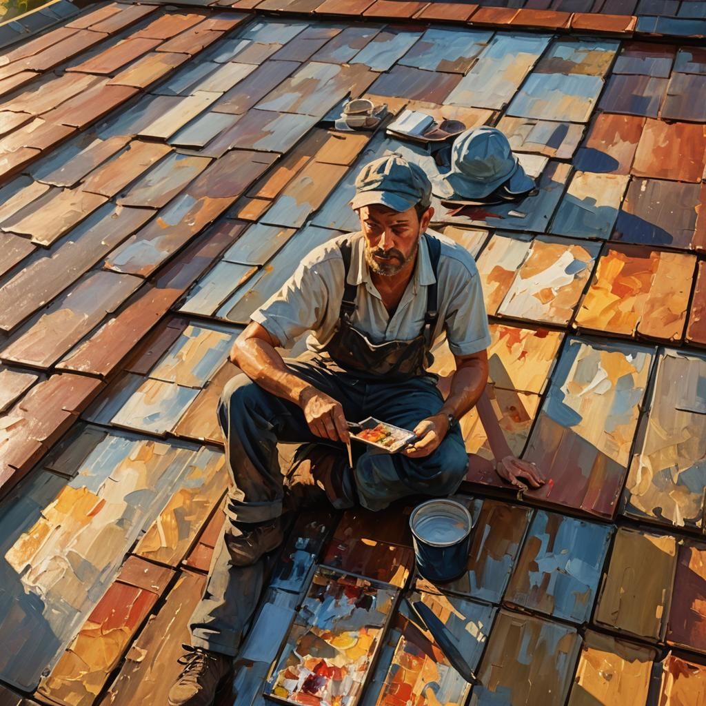 Impressionist Painters Sweating on Rooftop at Golden Hour