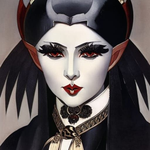 Noble Vampire with Onigiri in Classical Portrait Style