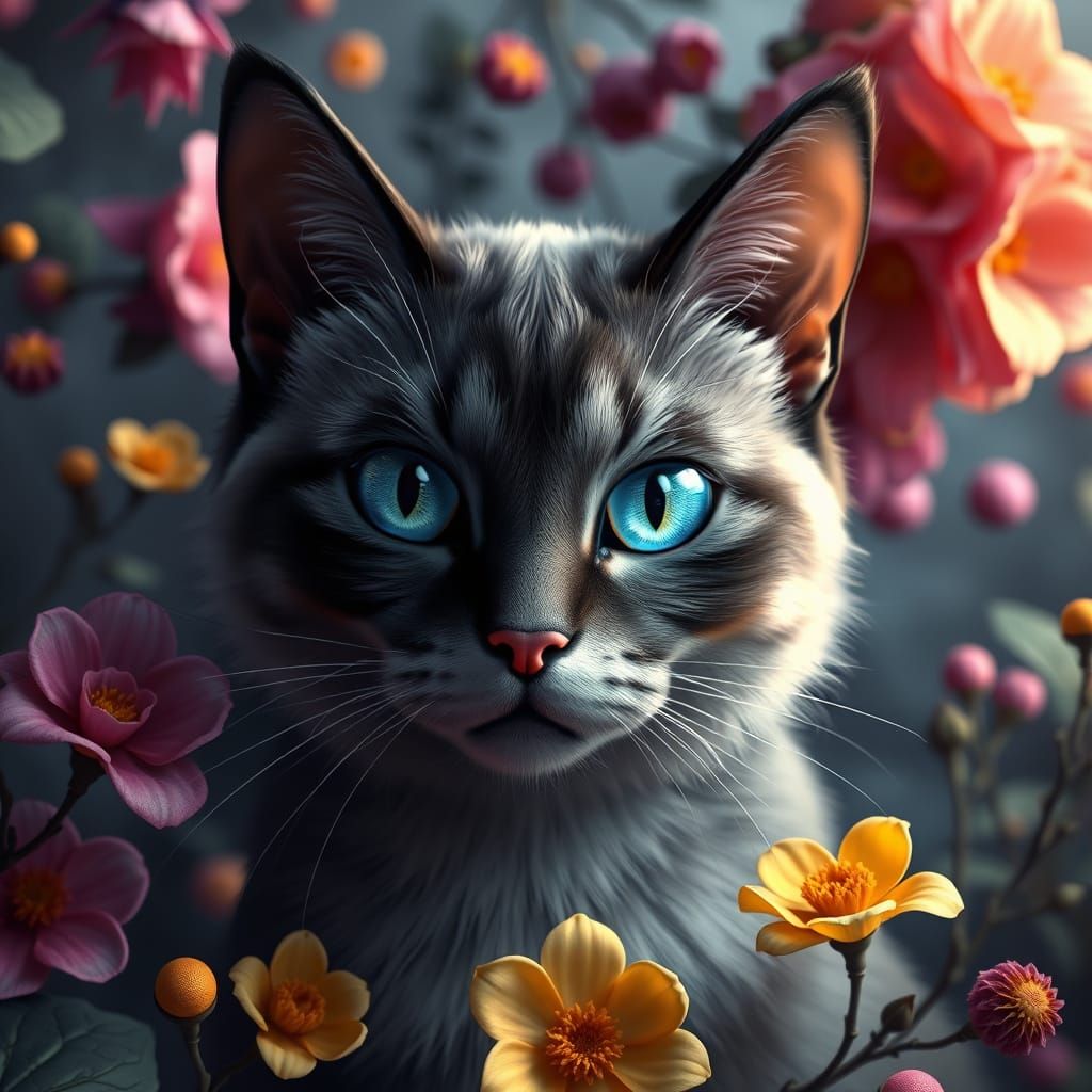 Majestic White Cat in 3D Anime Style