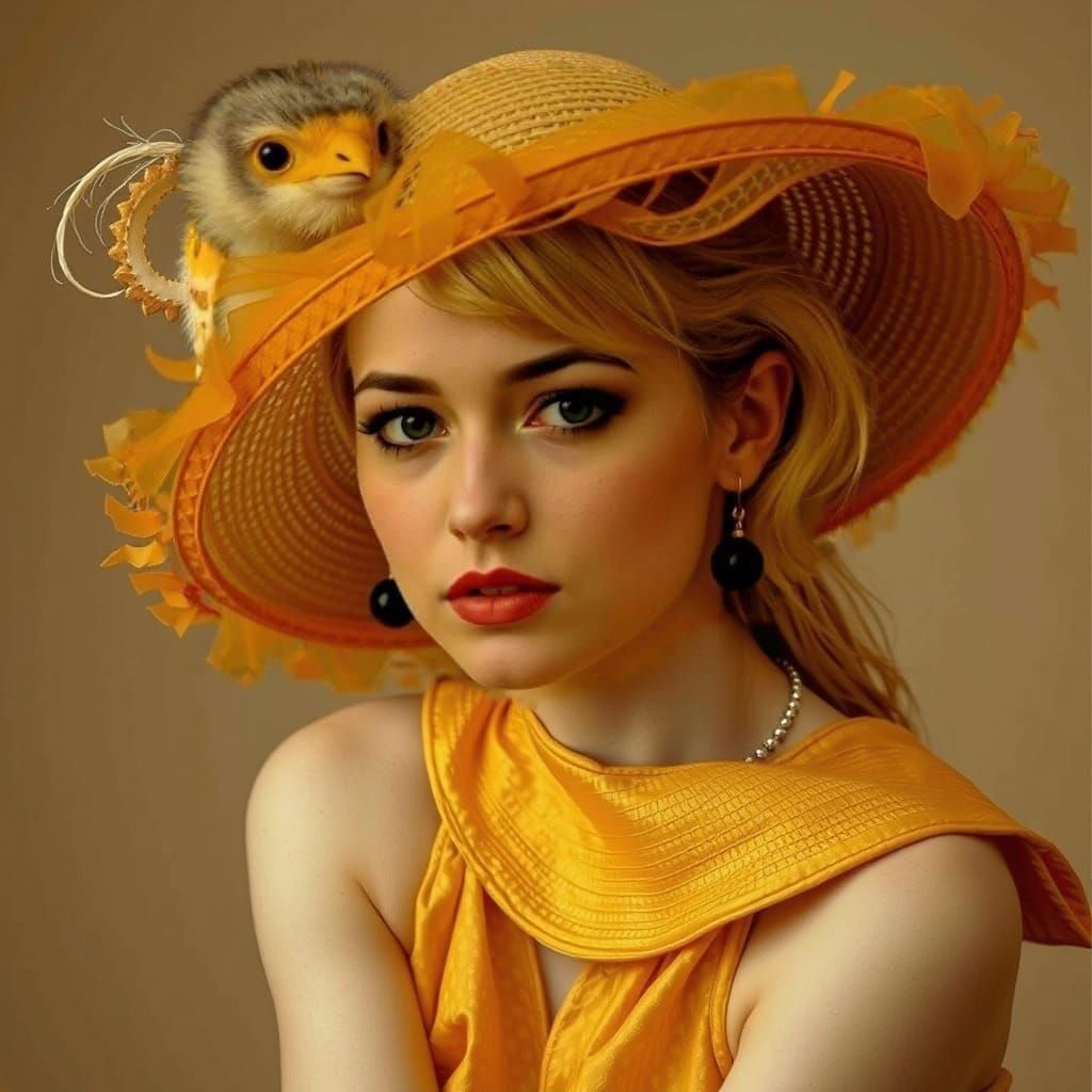 Black and White Portrait of Woman with Crimson Accent