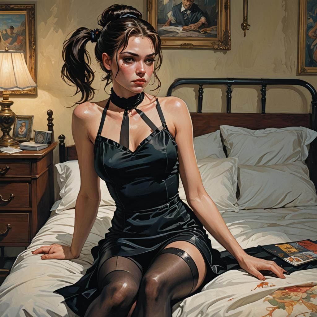 Elegant Woman in Repose: Comic Book Art