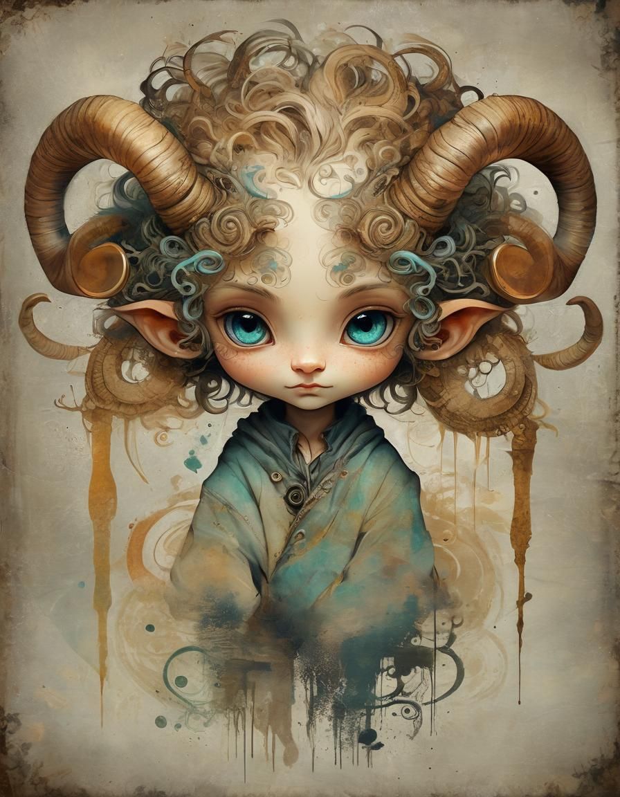 Chibi Aries Boy in Rembrandt Style