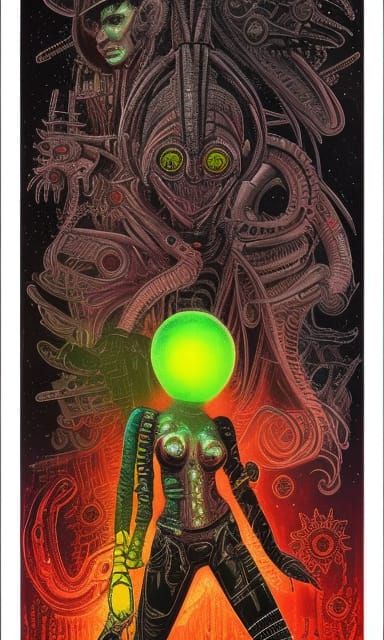 Alien Outlaw Cowgirl: Dark Sci-Fi Concept Art