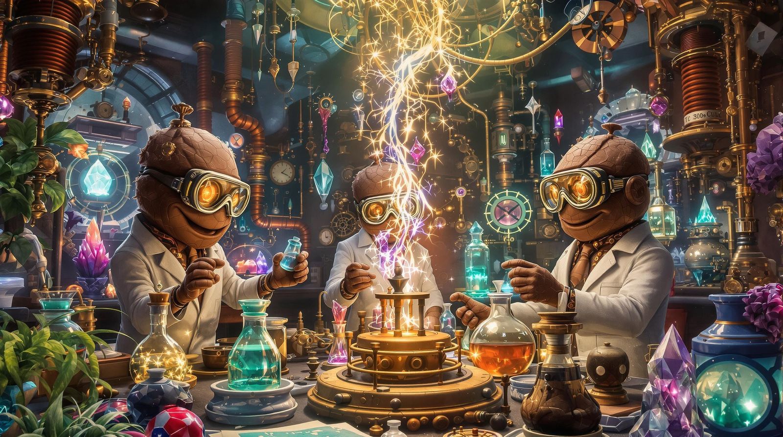 Steampunk Scientists Conduct Whimsical Experiments in a Biza...