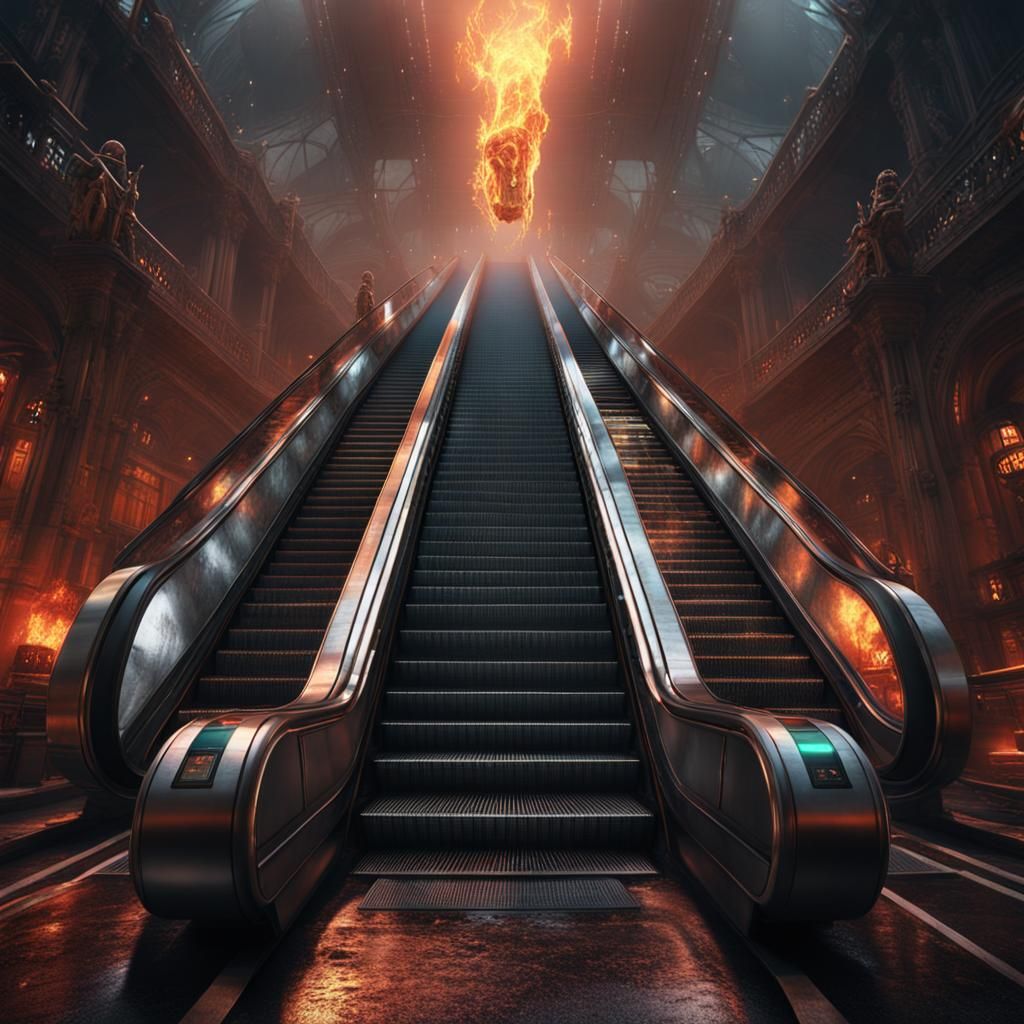 Escalator to Hell: A Fantastical Matte Painting