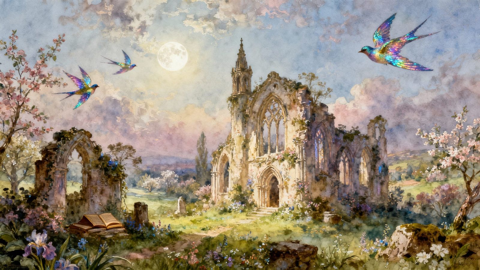 Lost Avalon Fairy Ruins Under Moonlit Sky