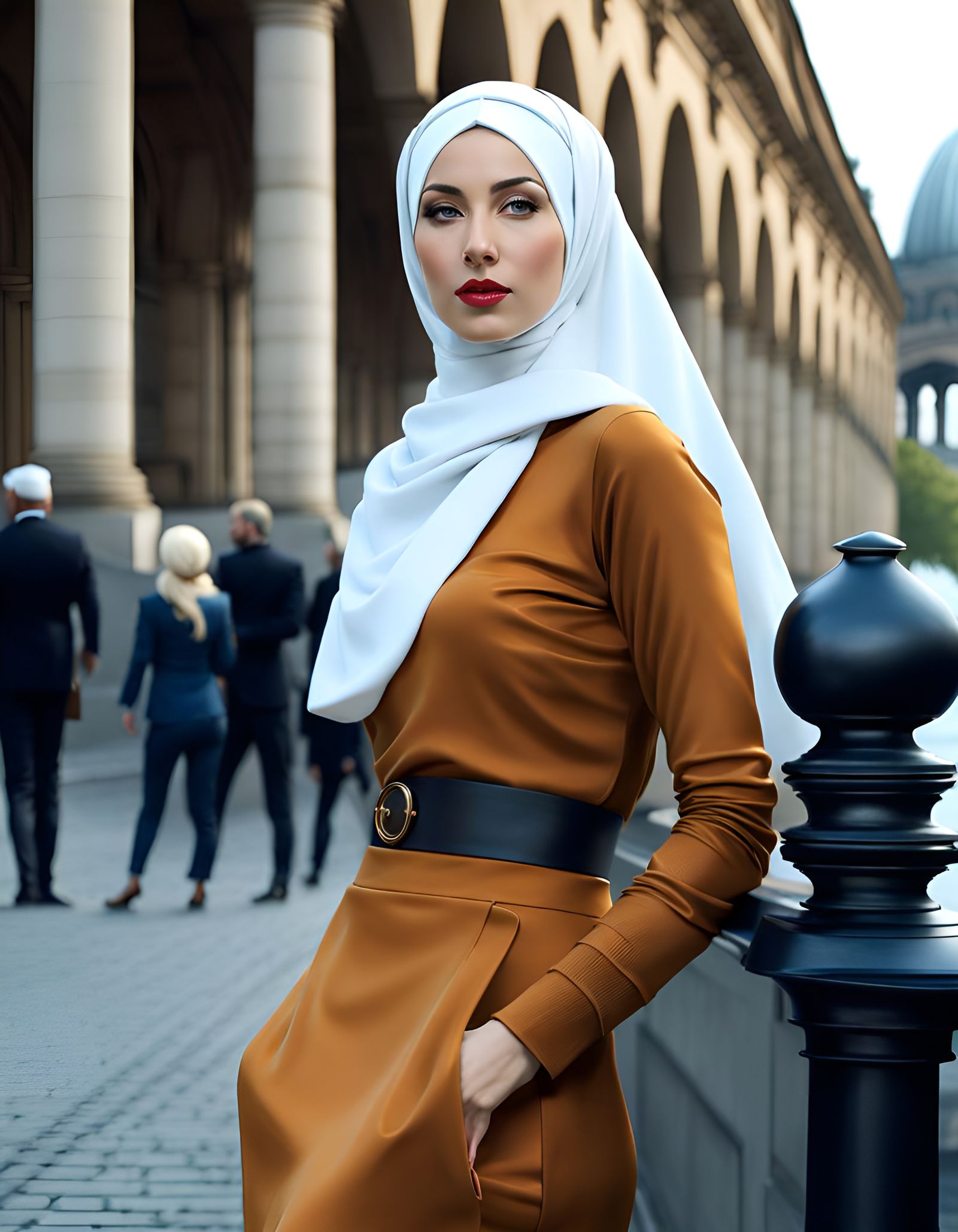 Modest Woman in Hamburg, Photorealistic Render