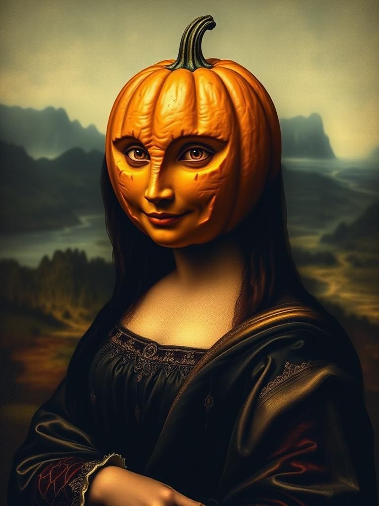 Renaissance Pumpkin Figure in da Vinci's Sfumato Style