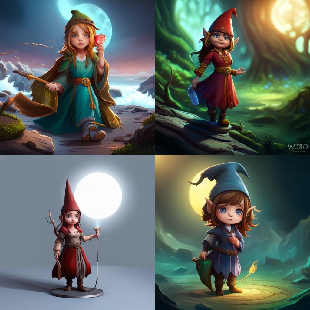 Gnome Girl Wizard Fantasy Concept Art