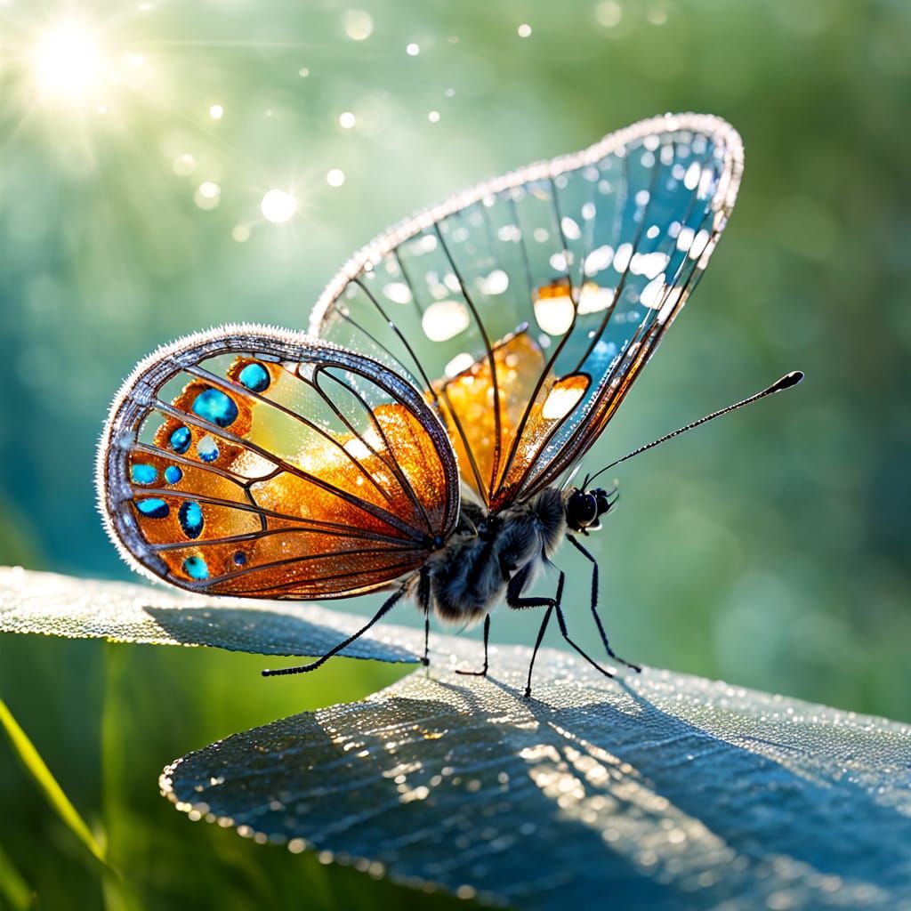 Glass Butterfly with Crystal Background, Magical Sparkle