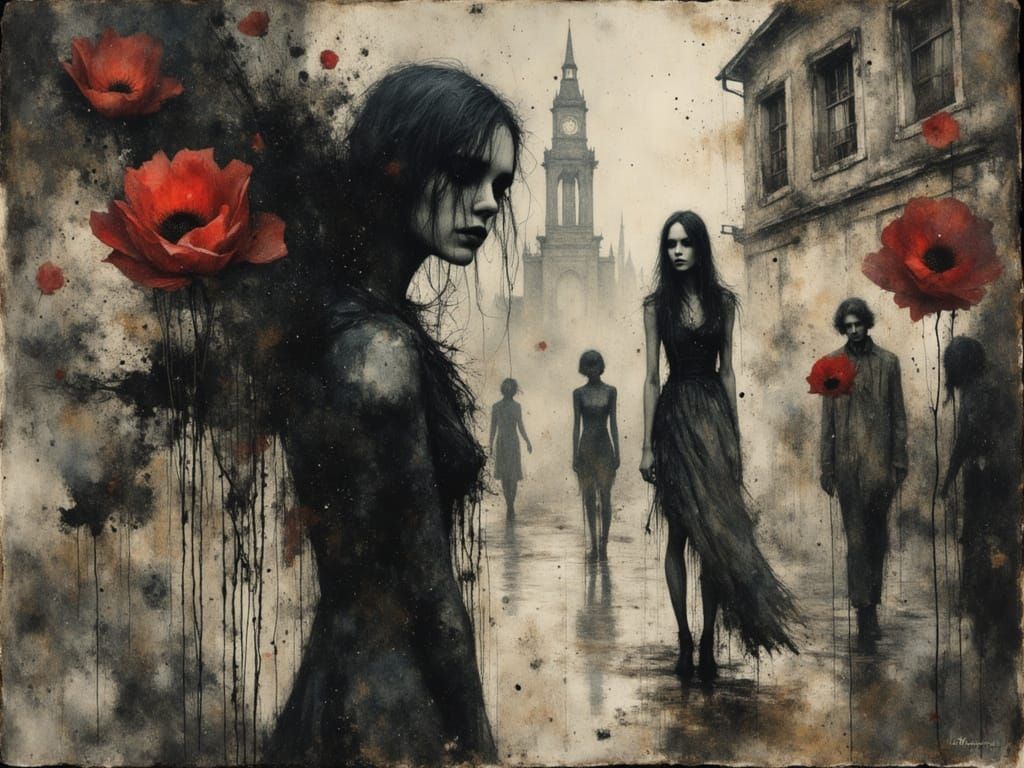 Surreal Female Figure: Chaos in Watercolor and Alcohol Ink