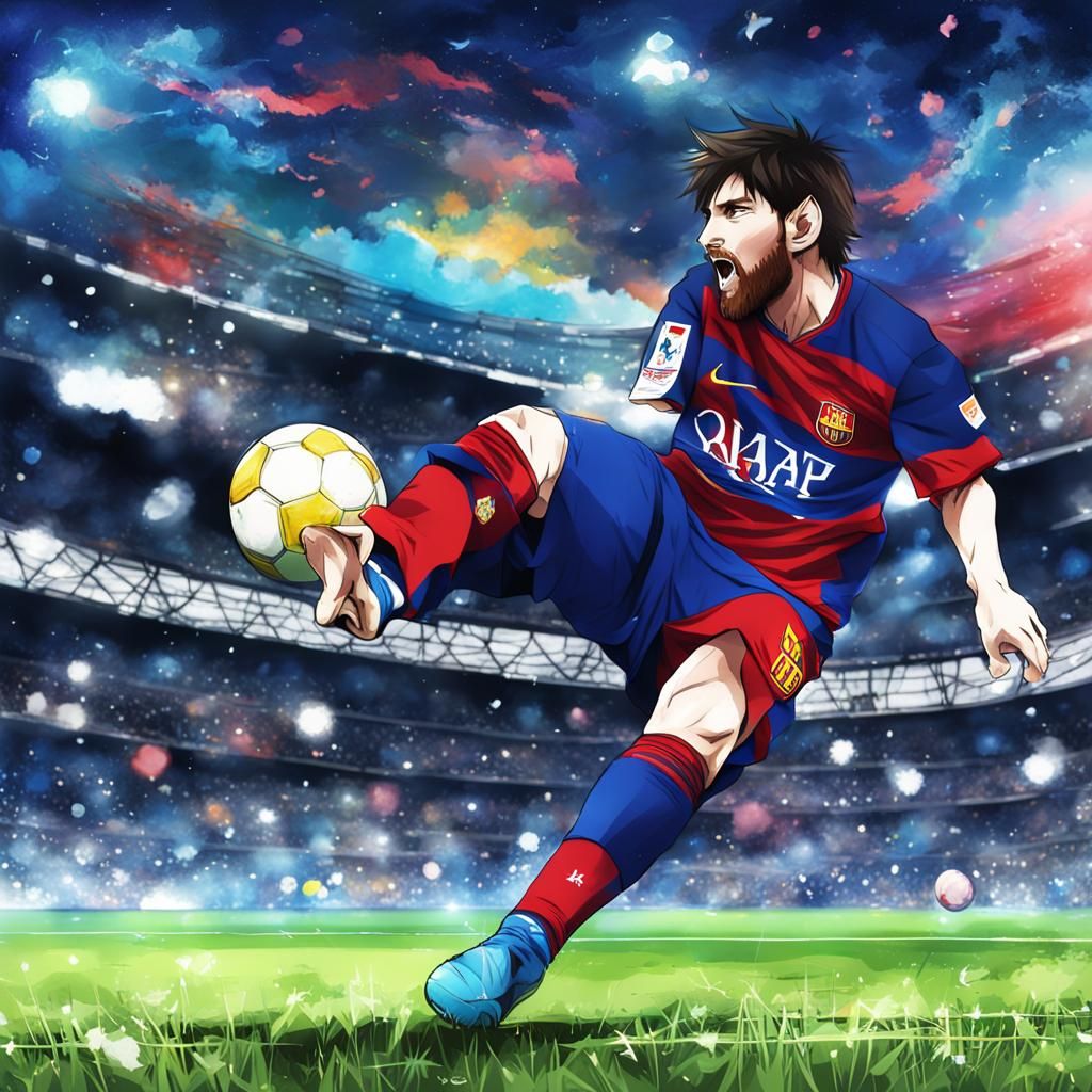 Lionel Messi in Anime Style