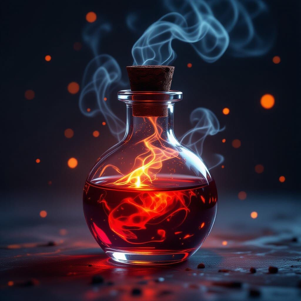 Glowing Crimson Potion in Ornate Vial