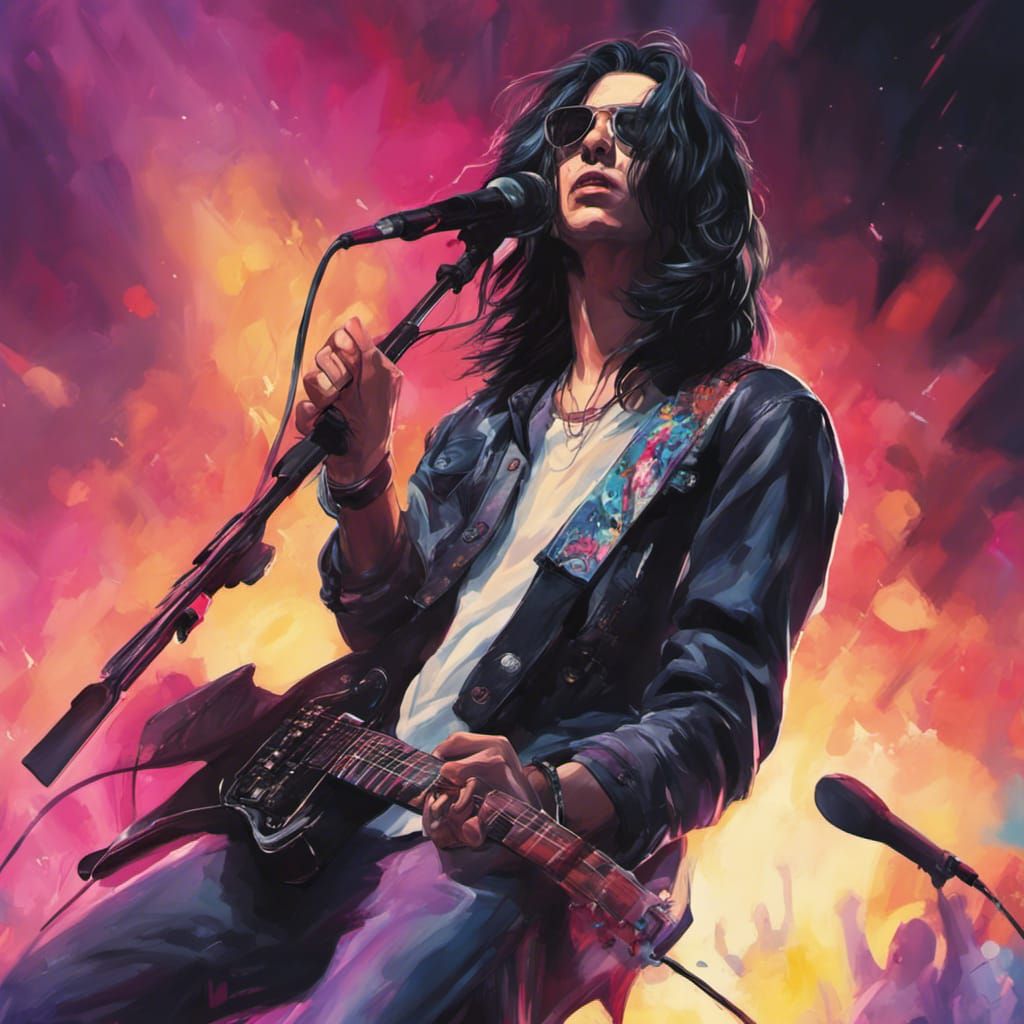 Teenage Rocker on Stage in Splash Art Style