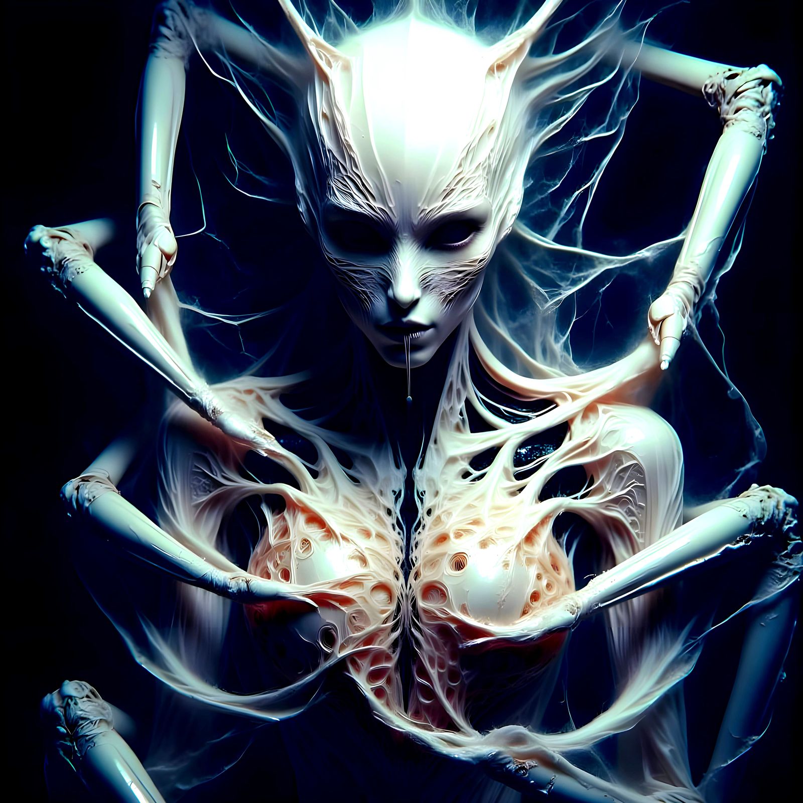 Cyborg with Bleeding Heart in Surreal Style