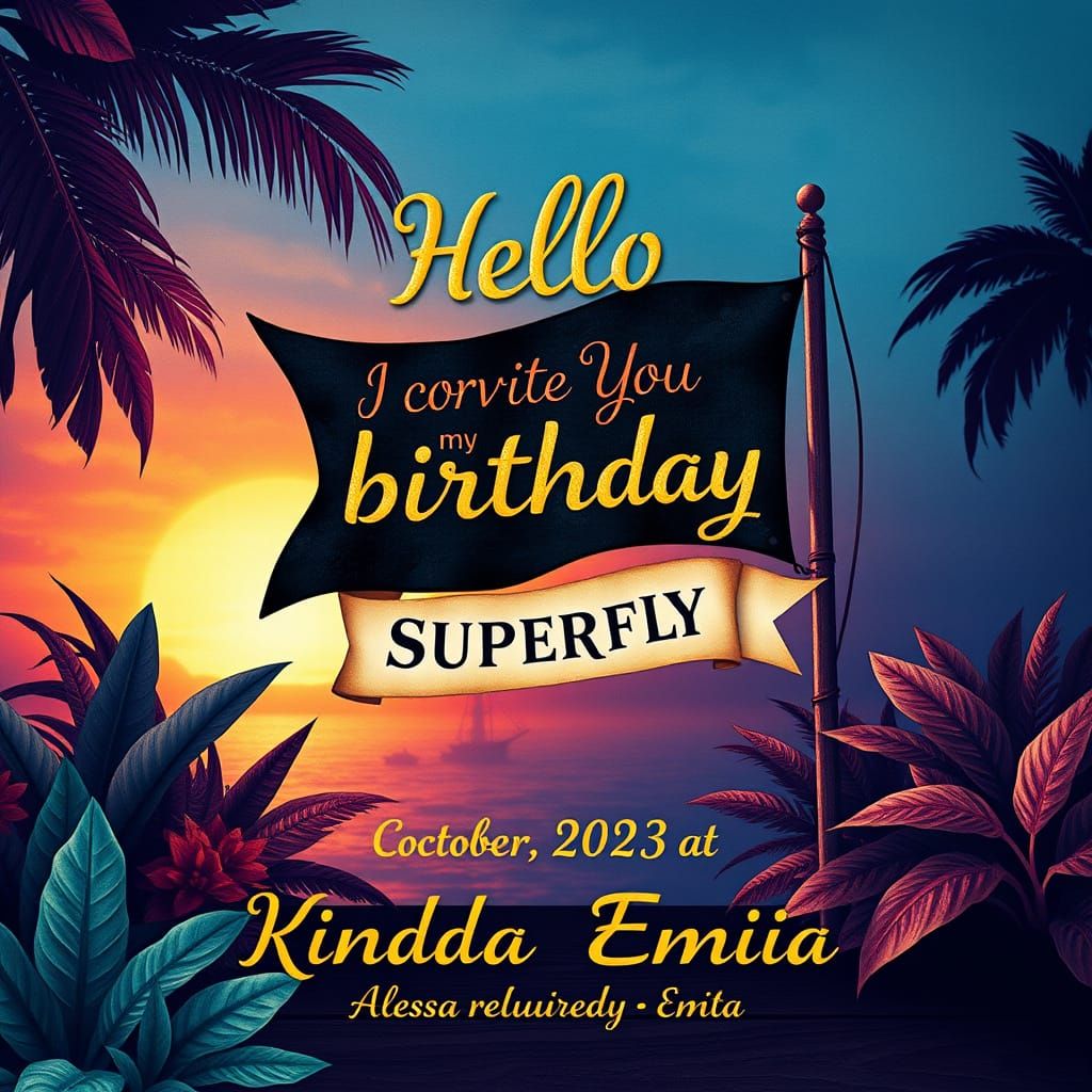 Pirate Birthday Invitation in Vibrant Tropical Paradise