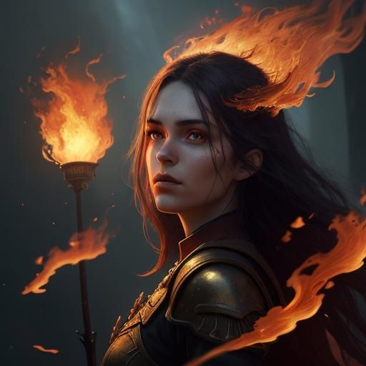 Fiery Portrait in Dark Fantasy Style