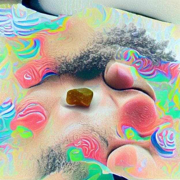 Humorous Gummy-Induced State of Cartoon Character