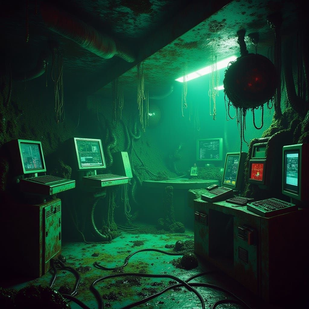Underwater Research Center in 80s Horror Style