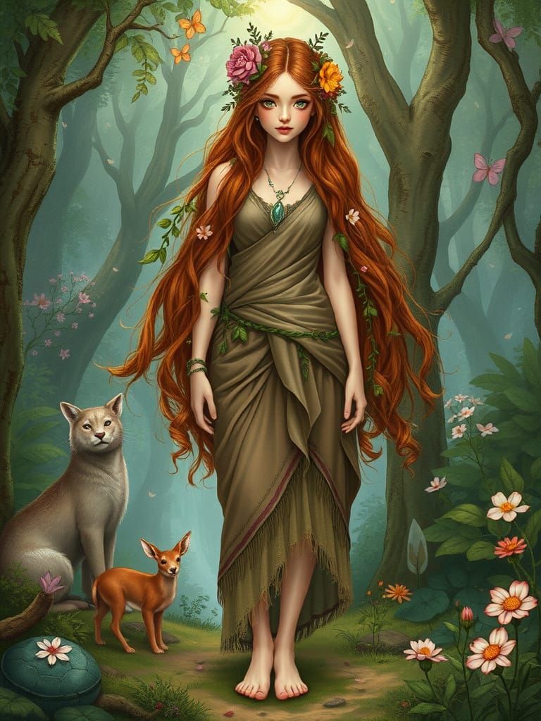 Ethereal Forest Woman in Fantasy Art Style