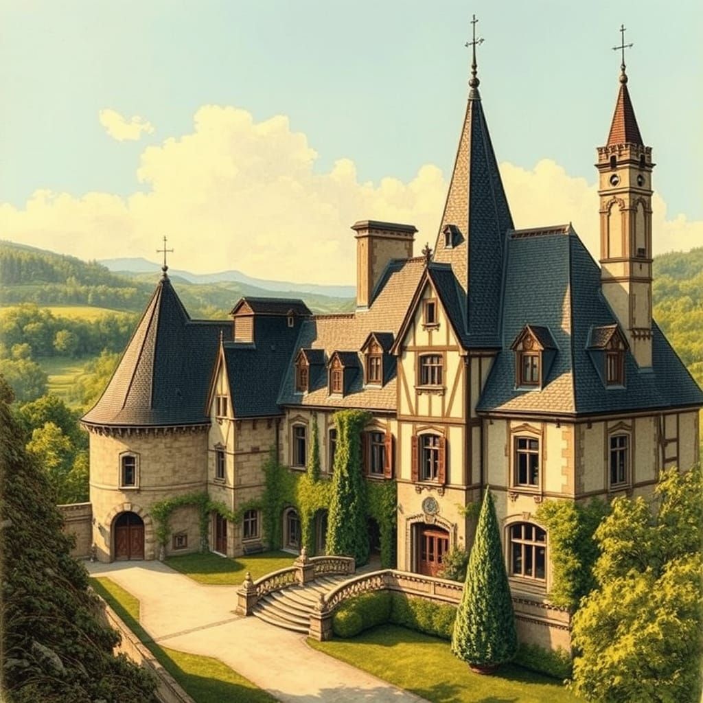 Majestic 15th Century French Manor House Amidst Rolling Hill...