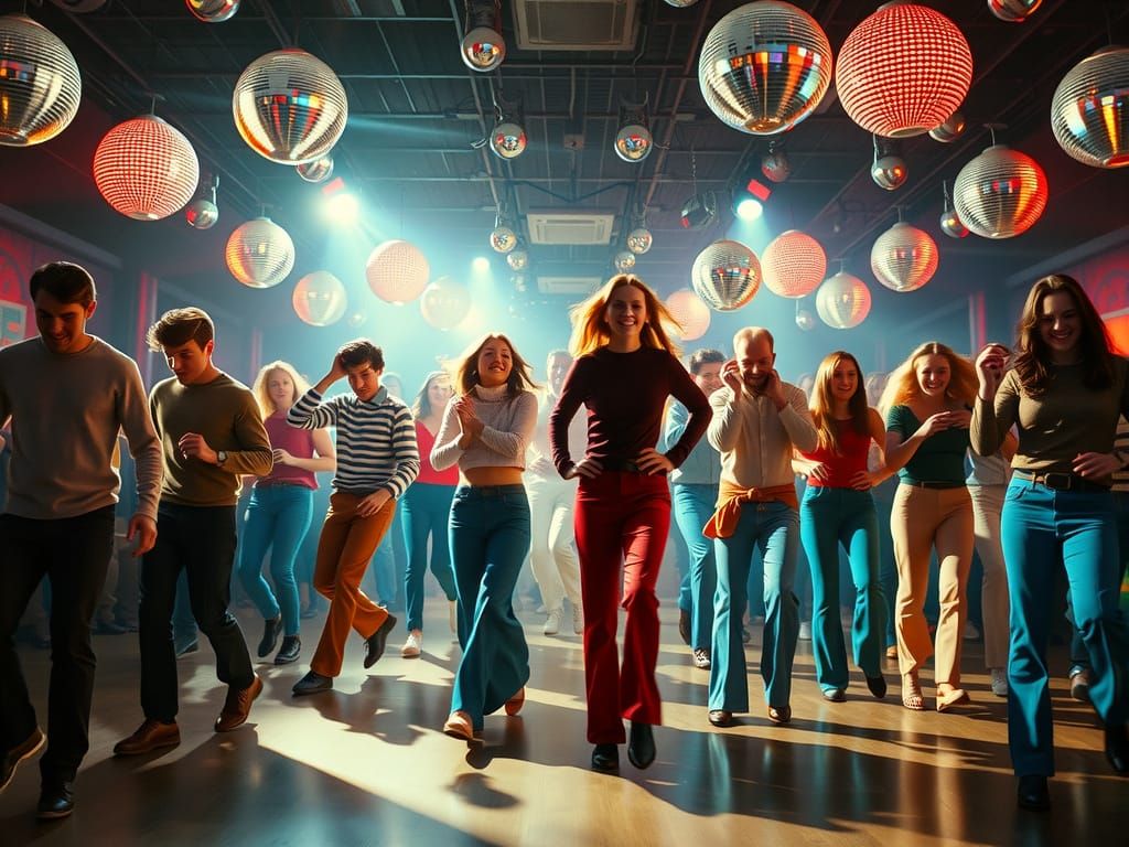 Disco Dancers in Vibrant 1970s Style